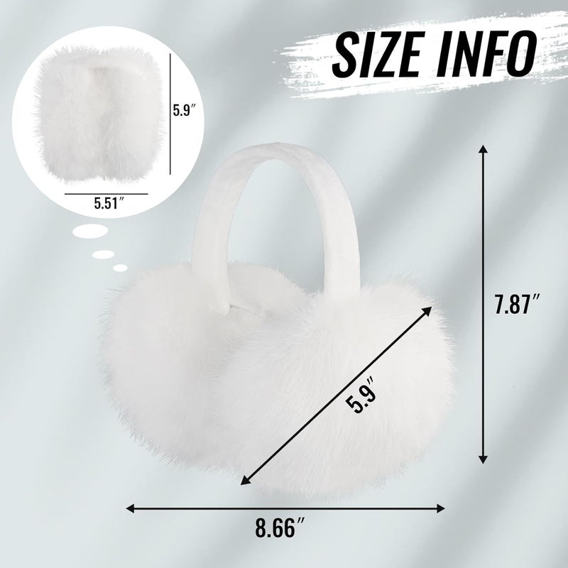 FSTEOE Women Winter Ear Muffs Foldable Girl Ear Warmer Fashion Furry Earmuff Soft Ear Cover Cold Weather - Image 3